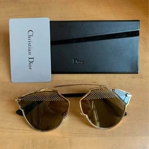Christian Dior Women's Gold/Black Sunglasses